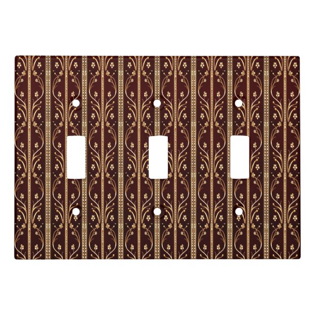 Burgundy Golden Flowers Apron Light Switch Cover (Front)