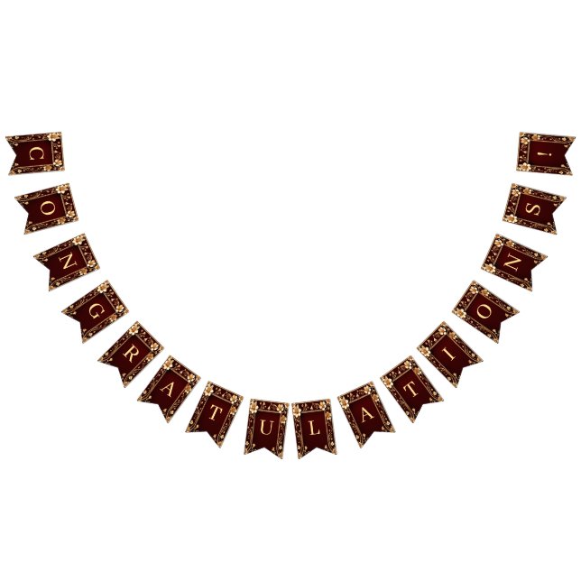 Burgundy Golden Flowers Bunting Flag (All)