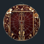 Burgundy Golden Flowers Dartboard<br><div class="desc">Beautiful Burgundy Golden Flowers Dartboard</div>