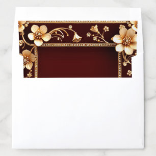 Burgundy Golden Flowers Envelope Liner