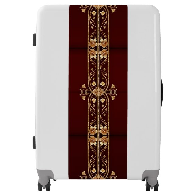Burgundy Golden Flowers Luggage (Front)