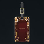 Burgundy Golden Flowers Luggage Tag<br><div class="desc">Beautiful Burgundy Golden Flowers Luggage Tag</div>