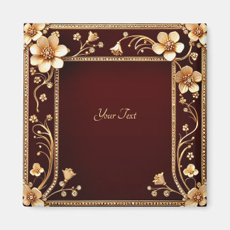 Burgundy Golden Flowers Magnet