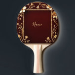 Burgundy Golden Flowers Ping Pong Paddle<br><div class="desc">Beautiful Burgundy Golden Flowers Ping Pong Paddle</div>