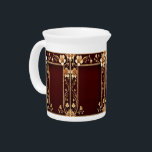 Burgundy Golden Flowers Porcelain Pitcher<br><div class="desc">Beautiful Burgundy Golden Flowers Porcelain Pitcher</div>