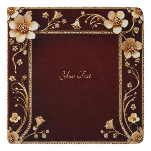 Burgundy Golden Flowers Trivet
