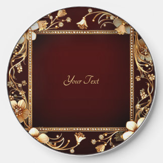 Burgundy Golden Flowers Wireless Charger