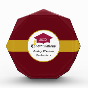 Burgundy & Golden Graduation Acrylic Award