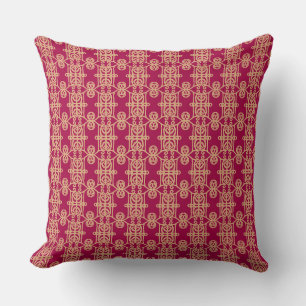Burgundy & Golden Sand Geometric Shape Pattern Throw Pillow