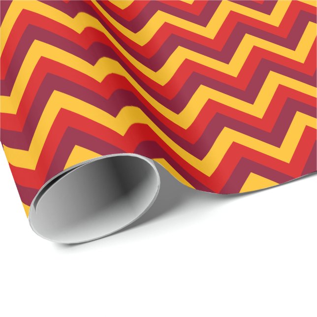 Burgundy Goldenrod Red LG Chevron ZigZag Pattern Wrapping Paper (Roll Corner)