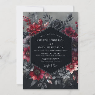 Burgundy Gothic Bloom Wedding Invitation