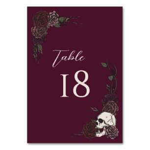 Burgundy Gothic Wedding Table Number Card
