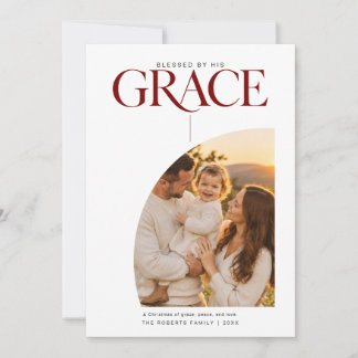 Burgundy Grace Religious Christian Photo Christmas Holiday Card