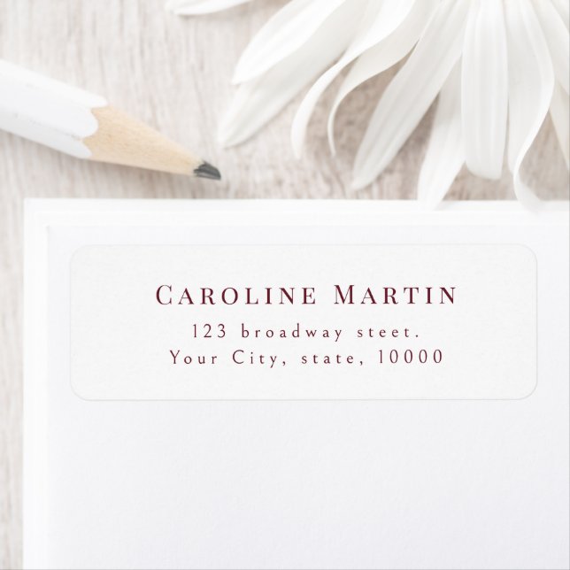 Burgundy Graceful Script Typography Return Address Label (Insitu)
