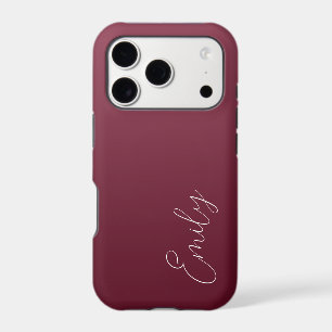 Burgundy Gradient Calligraphy Script Personalized iPhone 17 Pro Case