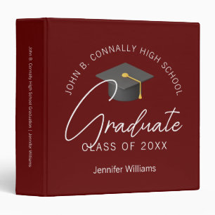 Burgundy Graduate Custom Graduation Photo Album 3 Ring Binder