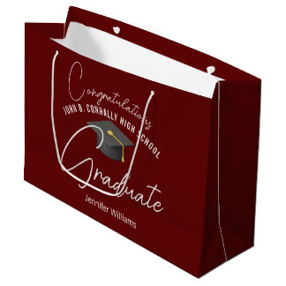 Burgundy Graduate Customized Graduation Party Large Gift Bag