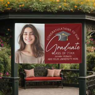 Burgundy Graduate Photo 2026 Graduation Party Banner