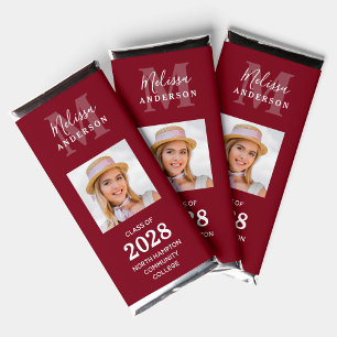 Burgundy Graduate Photo Personalized Graduation Hershey Bar Favors