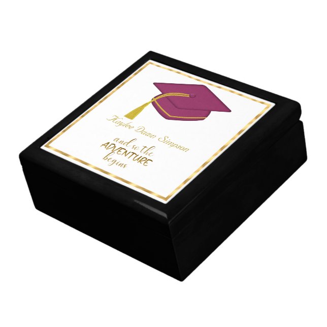 Burgundy Graduation Cap   Gift Box (Side)