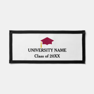 Burgundy Graduation Cap & Text on White Pennant