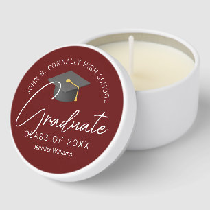Burgundy Graduation Party Customized Graduate Mini Candle Favors