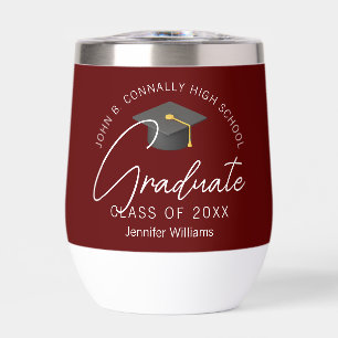 Burgundy Graduation Party Customized Graduate Thermal Wine Tumbler
