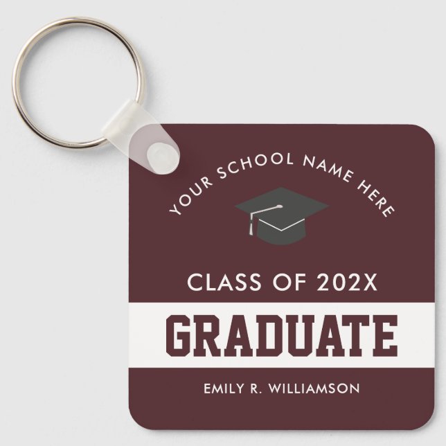 Burgundy Graduation Personalized Keychain (Front)