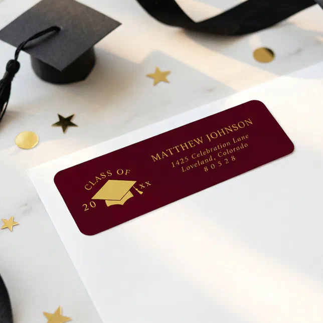 Graduation Music Address Labels Burgundy Graduation Return Address Label | Zazzle