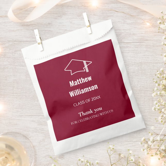 Burgundy Graduation Thank You Favor Bags (Clipped)