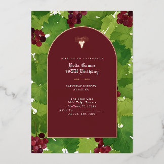 Burgundy GRAPES FRUIT Foil Invitation