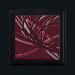 Burgundy & Gray Abstract Ribbons Gift Box<br><div class="desc">Burgundy and gray gift box features an artistic abstract ribbon composition with shades of burgundy wine maroon and gray with white accents on a burgundy wine colored background.</div>