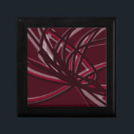 Burgundy & Gray Abstract Ribbons Gift Box<br><div class="desc">Burgundy and gray gift box features an artistic abstract ribbon composition with shades of burgundy wine maroon and gray with white accents on a burgundy wine colored background.</div>