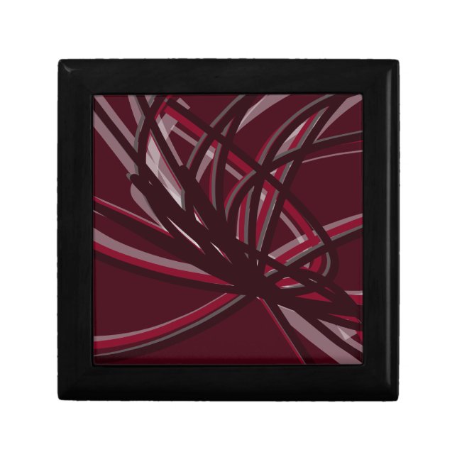 Burgundy & Gray Abstract Ribbons Gift Box (Front)