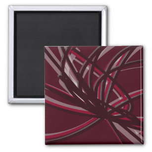 Burgundy & Gray Abstract Ribbons Magnet