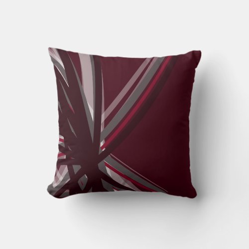 Burgundy  Gray Artistic Abstract Throw Pillow