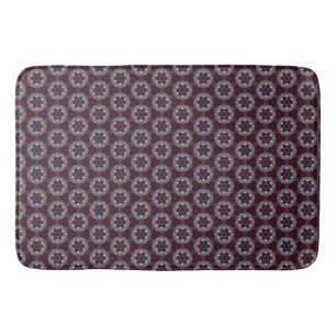 Burgundy & Gray Floral Painted Quilt Bath Mat