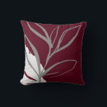 Burgundy & Gray Minimalist Botanical Design Throw Pillow<br><div class="desc">Modern throw pillow features a minimalist artistic watercolor botanical design in a burgundy and grey color palette. This artistic composition is constructed from a simple illustration of organic leaves with a simple watercolor Memphis style design element in the lower left hand corner; a stylish botanical design. The gray design elements...</div>
