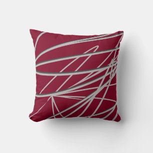Burgundy & Gray Modern Elegant Abstract Throw Pillow