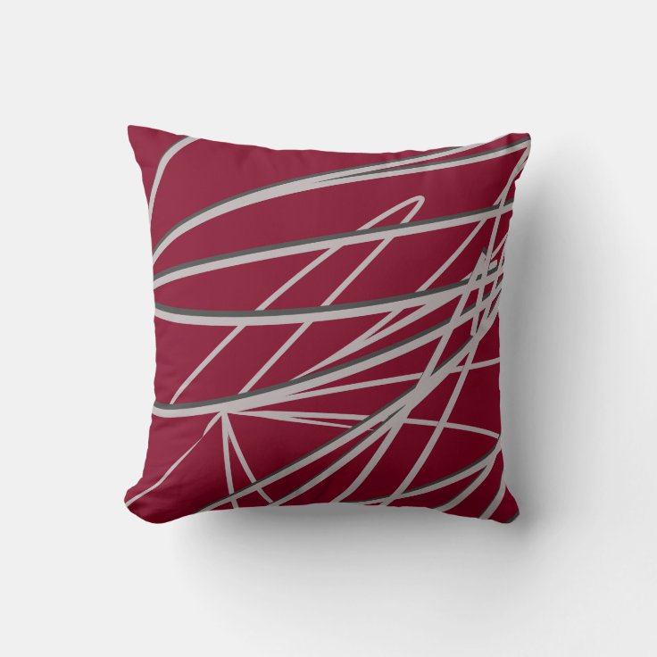 Burgundy & Gray Modern Elegant Abstract Throw Pillow | Zazzle