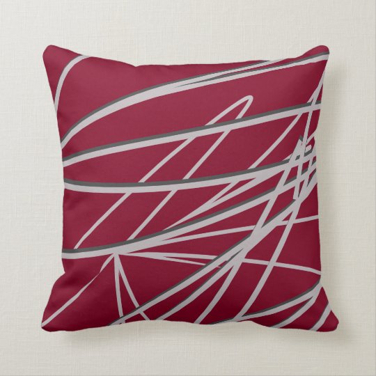 Burgundy & Gray Modern Elegant Abstract Throw Pillow