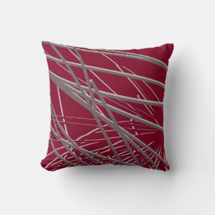 Burgundy & Gray Modern Elegant Abstract Throw Pillow