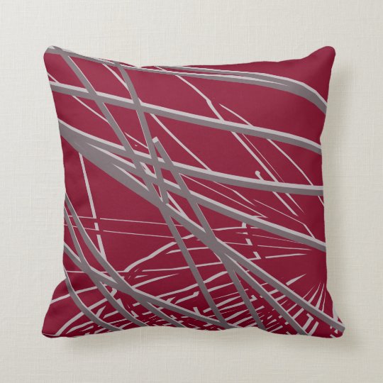 Burgundy & Gray Modern Elegant Abstract Throw Pillow