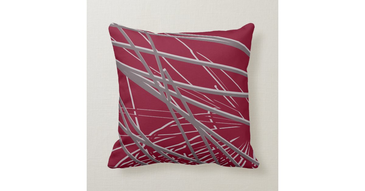 Burgundy & Gray Modern Elegant Abstract Throw Pillow