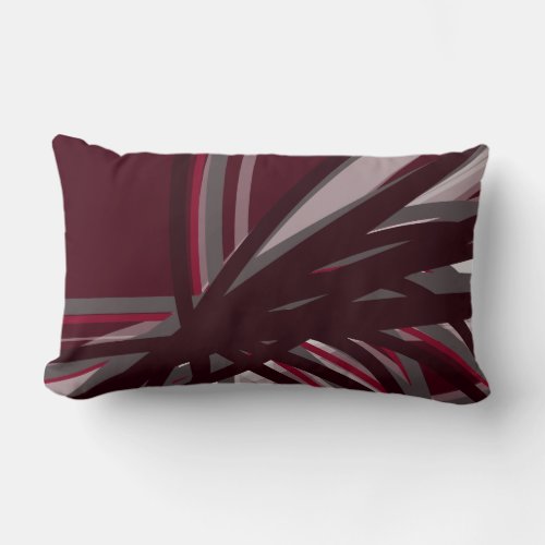 Burgundy  Gray Organic Ribbon Design Lumbar Pillow