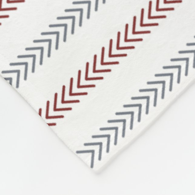 Burgundy & Gray Thin Chevron Stripes Fleece Blanket (Corner)