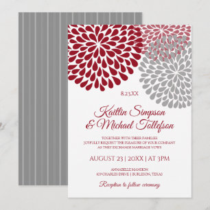 Burgundy & Gray Wedding Invitations Floral & Fun