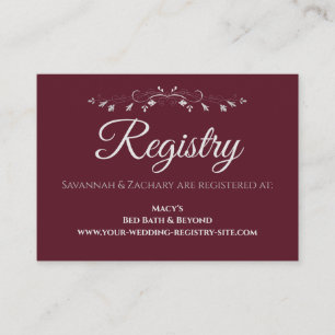 Burgundy & Gray Wedding Registry Enclosure Card