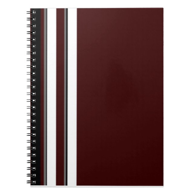 Burgundy/Gray & White Stripes Notebook (Front)