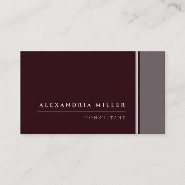 Burgundy & Gray with Stripes | Professional Business Card (Front)